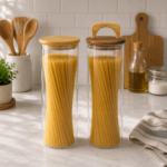 Spaghetti glass jars