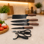 Knife set with wooden profiled handles - Image 2