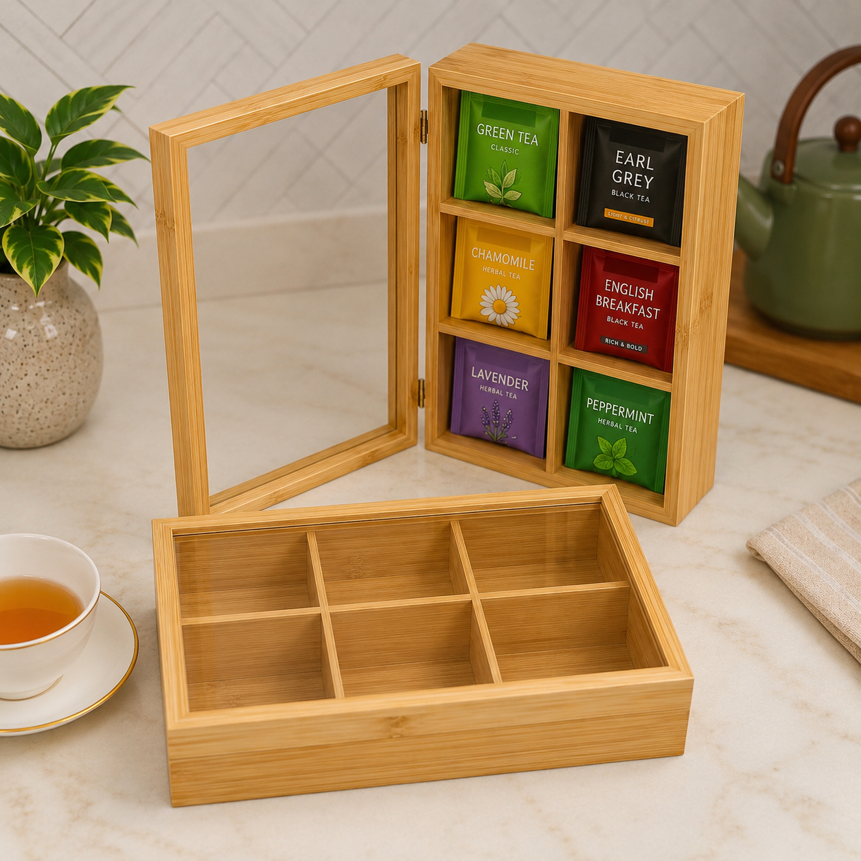 AFC5DD30-F159-4A49-AF63-6ED3BDBBCF6C Bamboo Tea bag Organizer - Image 1