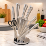 Knife set stainless steel  with rotatable rack