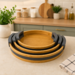 Circular bamboo serving tray