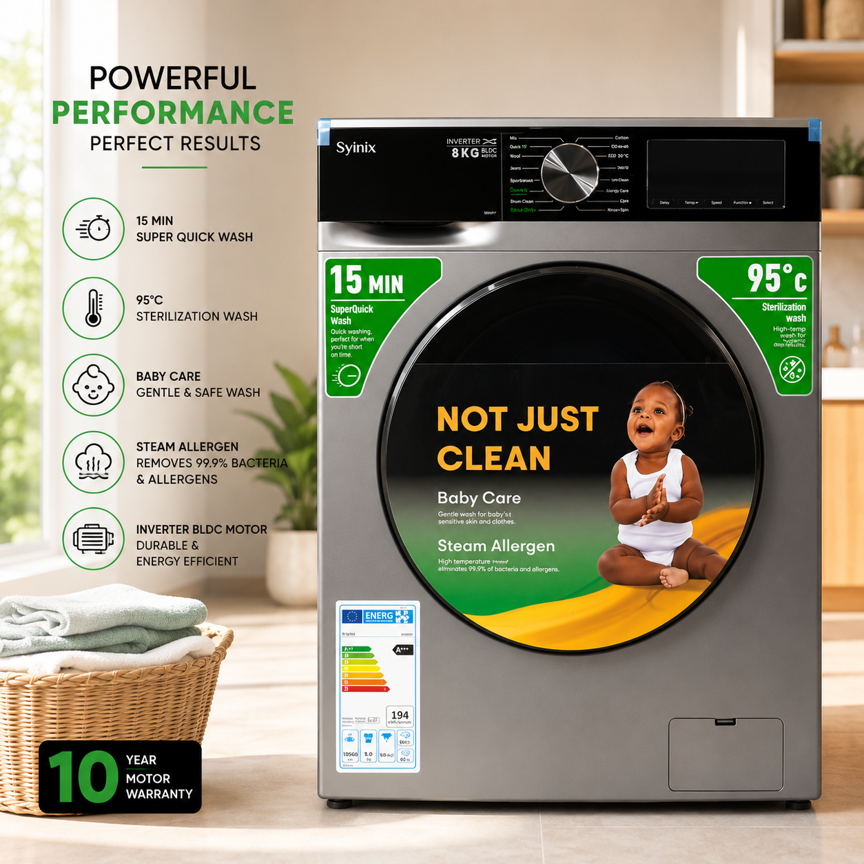 DFBBE2FB-D50C-460A-A5A1-DC39299254B7 8Kg front load washing machine - Image 1