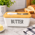 Ceramic white butter dish