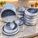 18 Pieces Glass Frosted Dinner Set