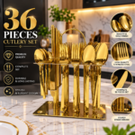 36 pieces Gold cutlery set