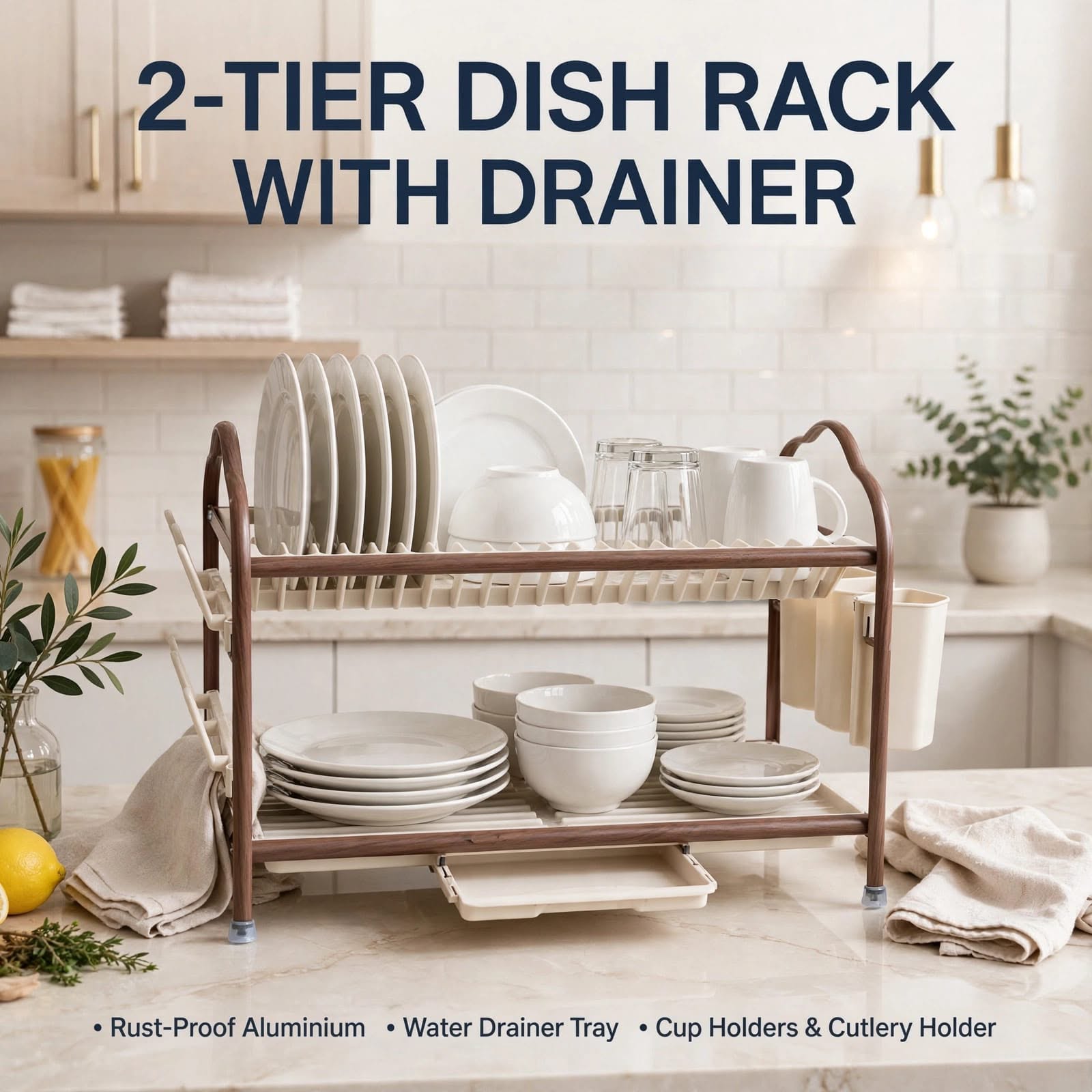 967174c0-8661-4539-a653-73784a6c5463 2 tier Plastic dish rack - Image 1