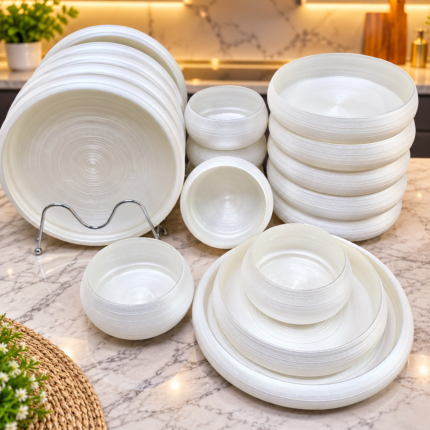 18 Pieces Glass Frosted Dinner Set