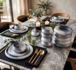 18 Pieces Glass Frosted Dinner Set - Image 2